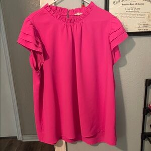 JODIFL Fuchsia Ruffle Sleeve Blouse
